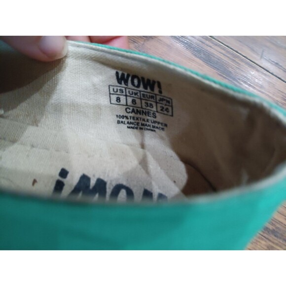 PAIR OF WOW! GREEN CANVAS JUTE ESPADRILLES SHOES - SIZE 8 - Picture 3 of 5